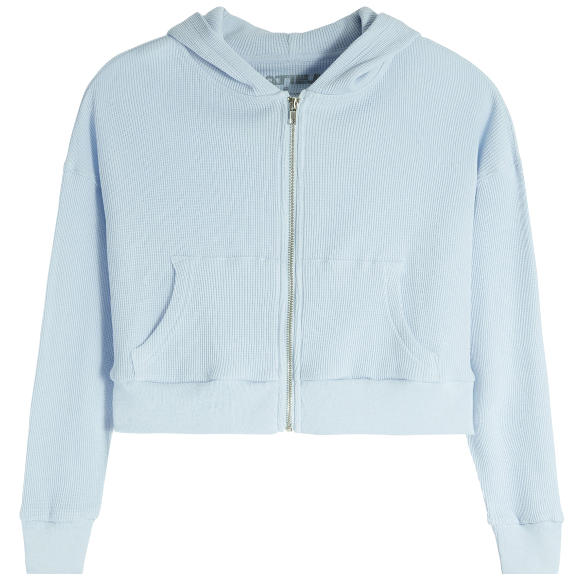 BiBi Waffle Thermal And Terry Mix Washed Zip Up Hoodie