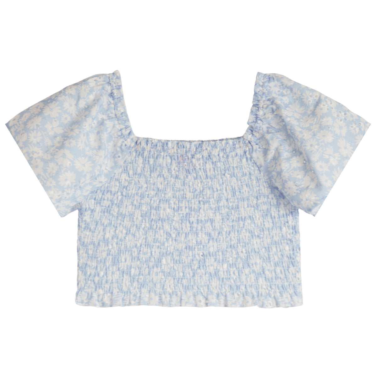 Bright Floral Smock Yoke Flutter Sleeve main image 0