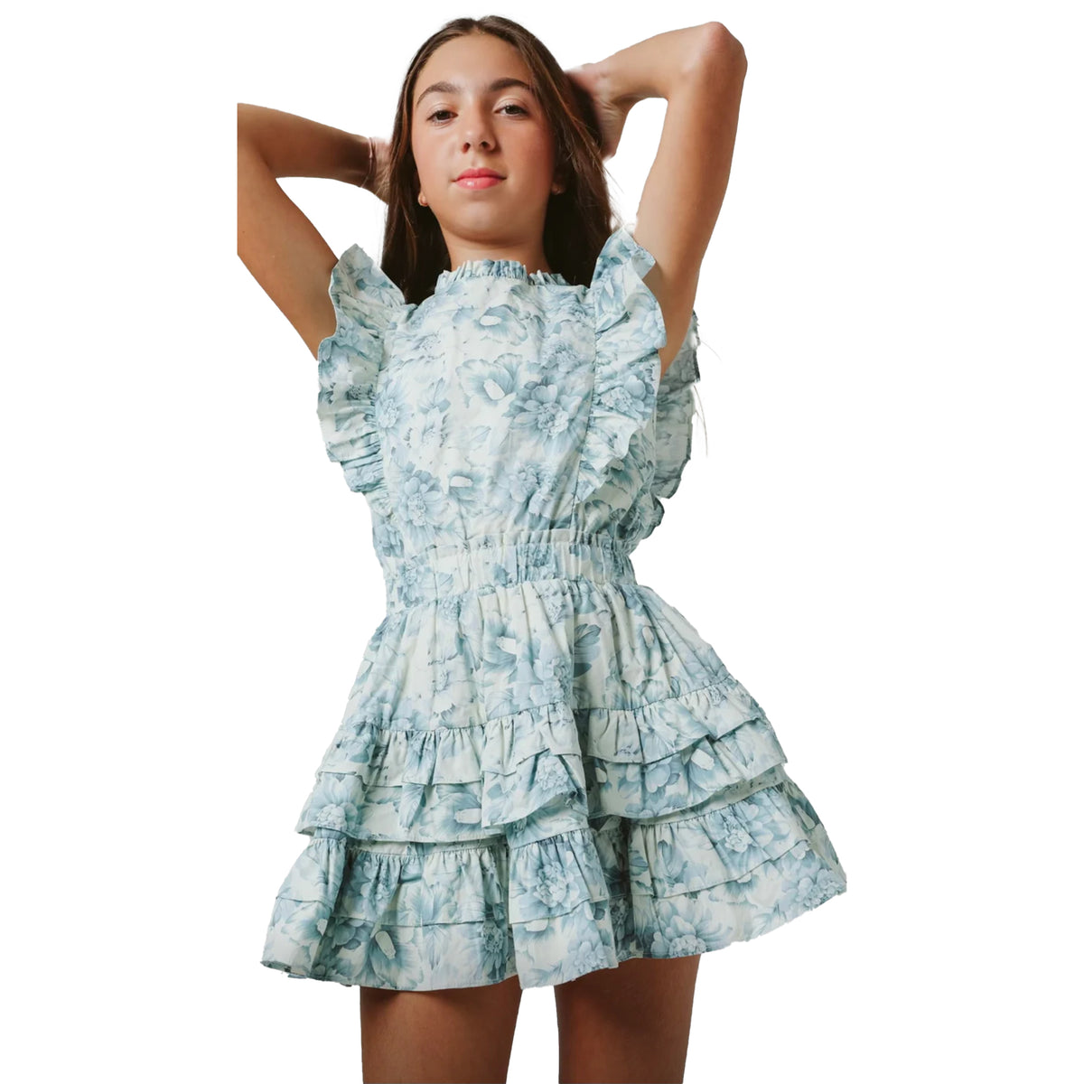 Peony Print Sleeveless Dress