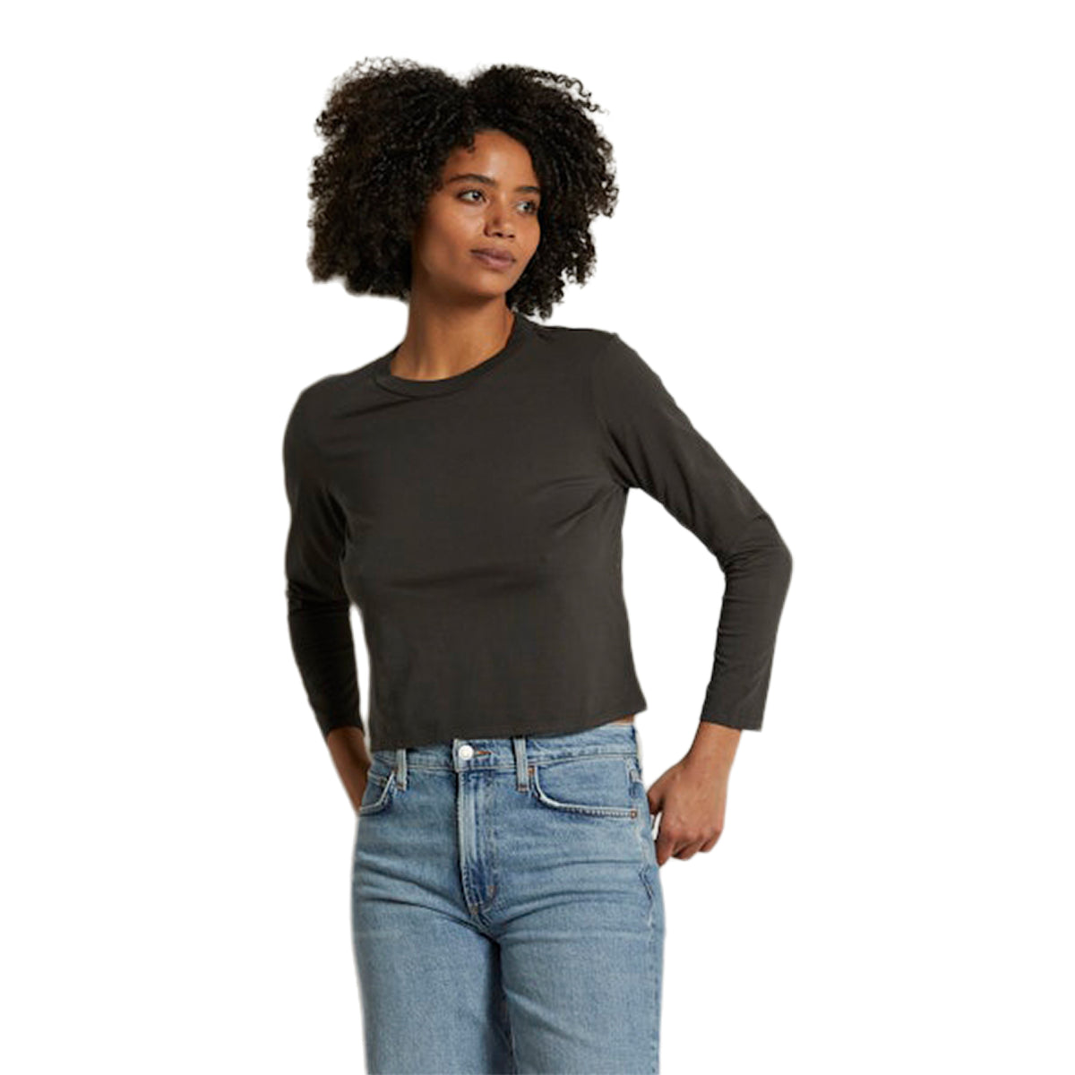 Fitz Ribbed Boxy Crew Tee in White main image 0