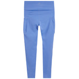 Light blue high-waisted athletic leggings with side pockets, shown flat against a white background.