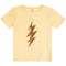 Yellow shirt with distressed tonal lightning bolt
