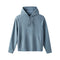 A light blue-gray pullover hoodie with a kangaroo pocket and drawstrings, shown flat against a solid white background.