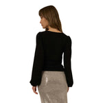 Raina Ruched Front Chenille V-Neck Sweater - Denny's