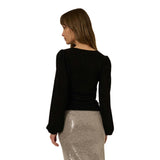 Raina Ruched Front Chenille V-Neck Sweater - Denny's