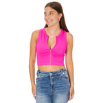 Full Zipper Wide Band Ribbed Tank - Denny's