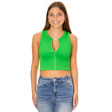 Full Zipper Wide Band Ribbed Tank - Denny's