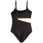 1pc Glitter Stitching Cut Out Side Bathing Suit - Denny's