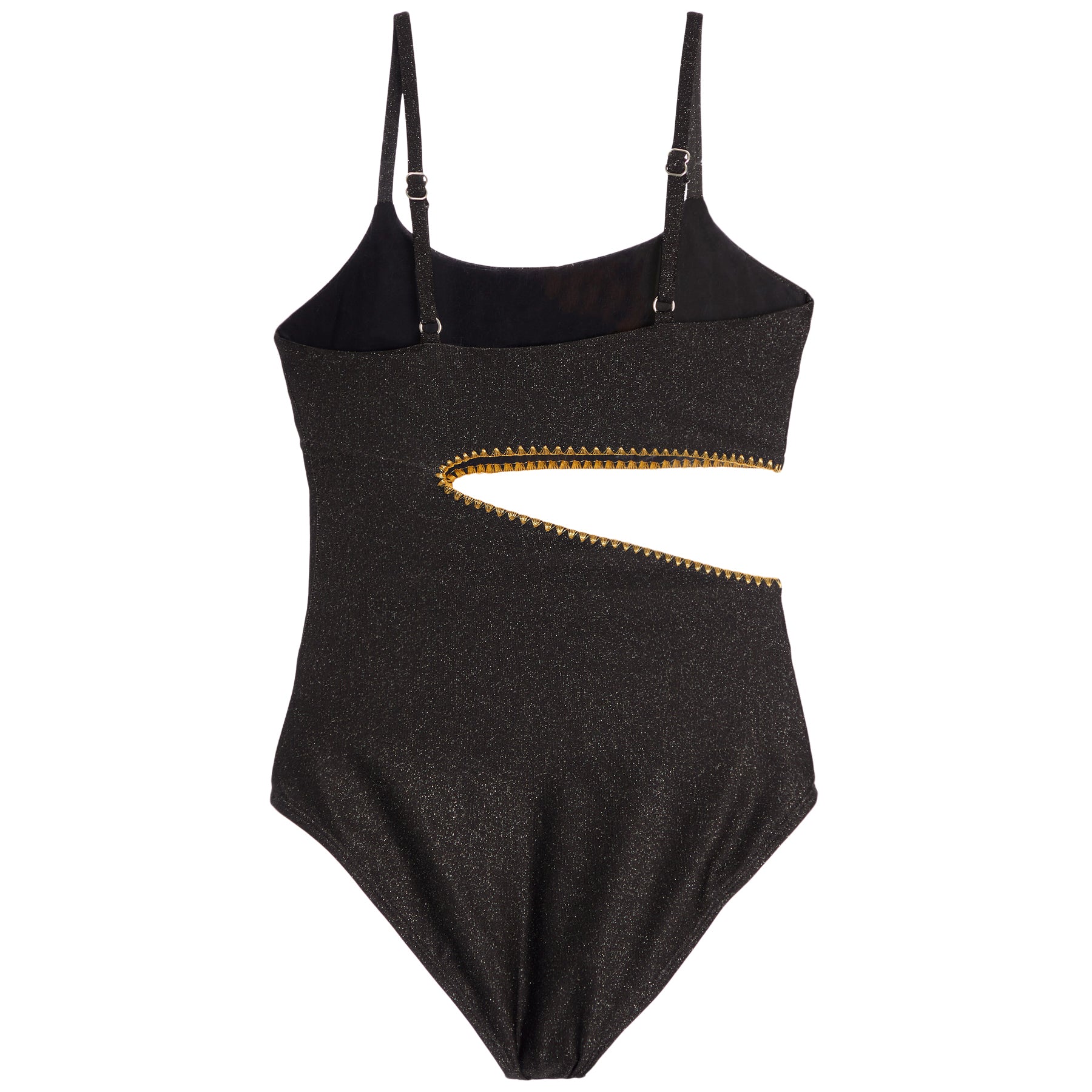 1pc Glitter Stitching Cut Out Side Bathing Suit - Denny's