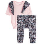 2pc Floral Ruffle Shoulder Onesie Set - Denny's