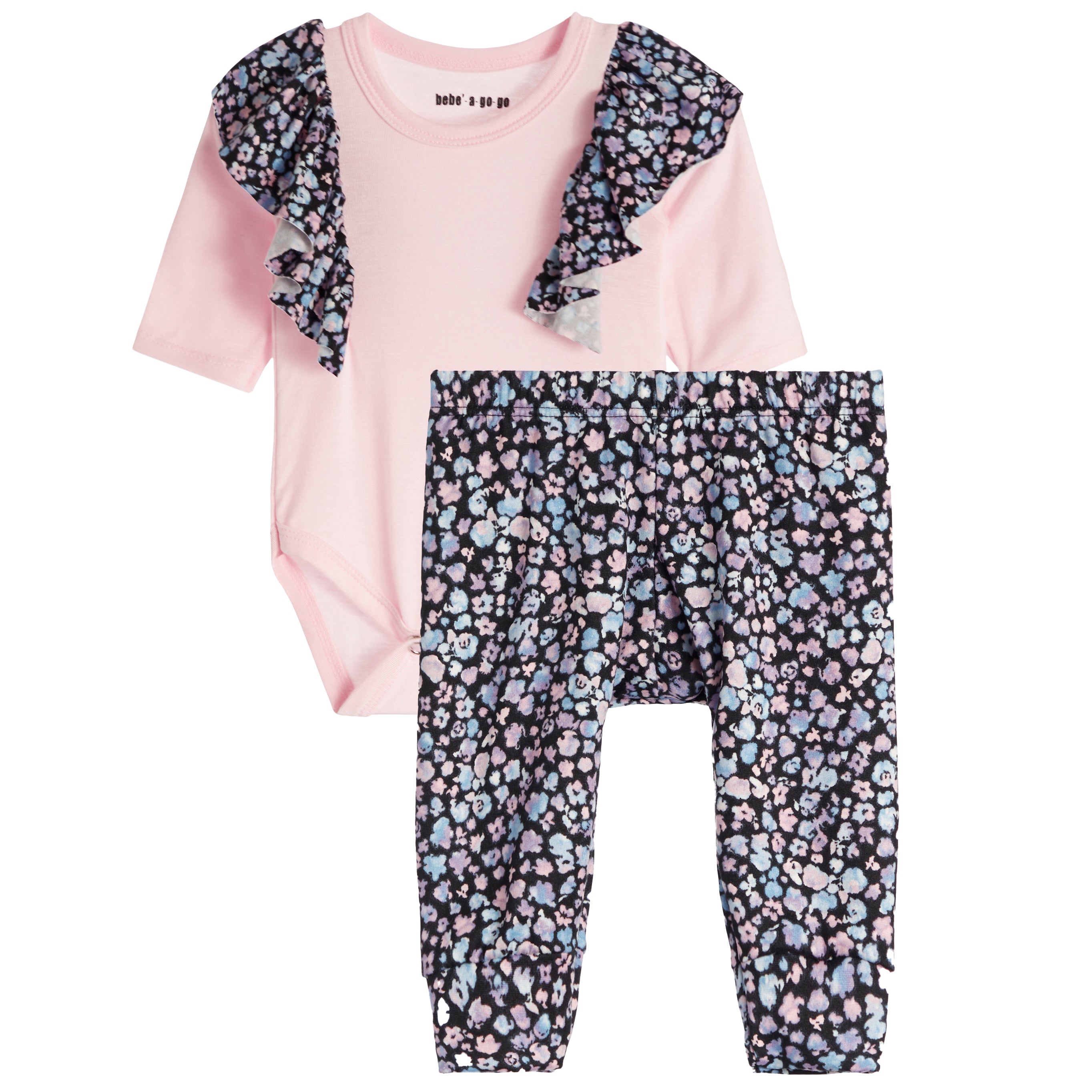 2pc Floral Ruffle Shoulder Onesie Set - Denny's