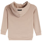 A light beige long-sleeve hoodie shown from the back on a plain white background.