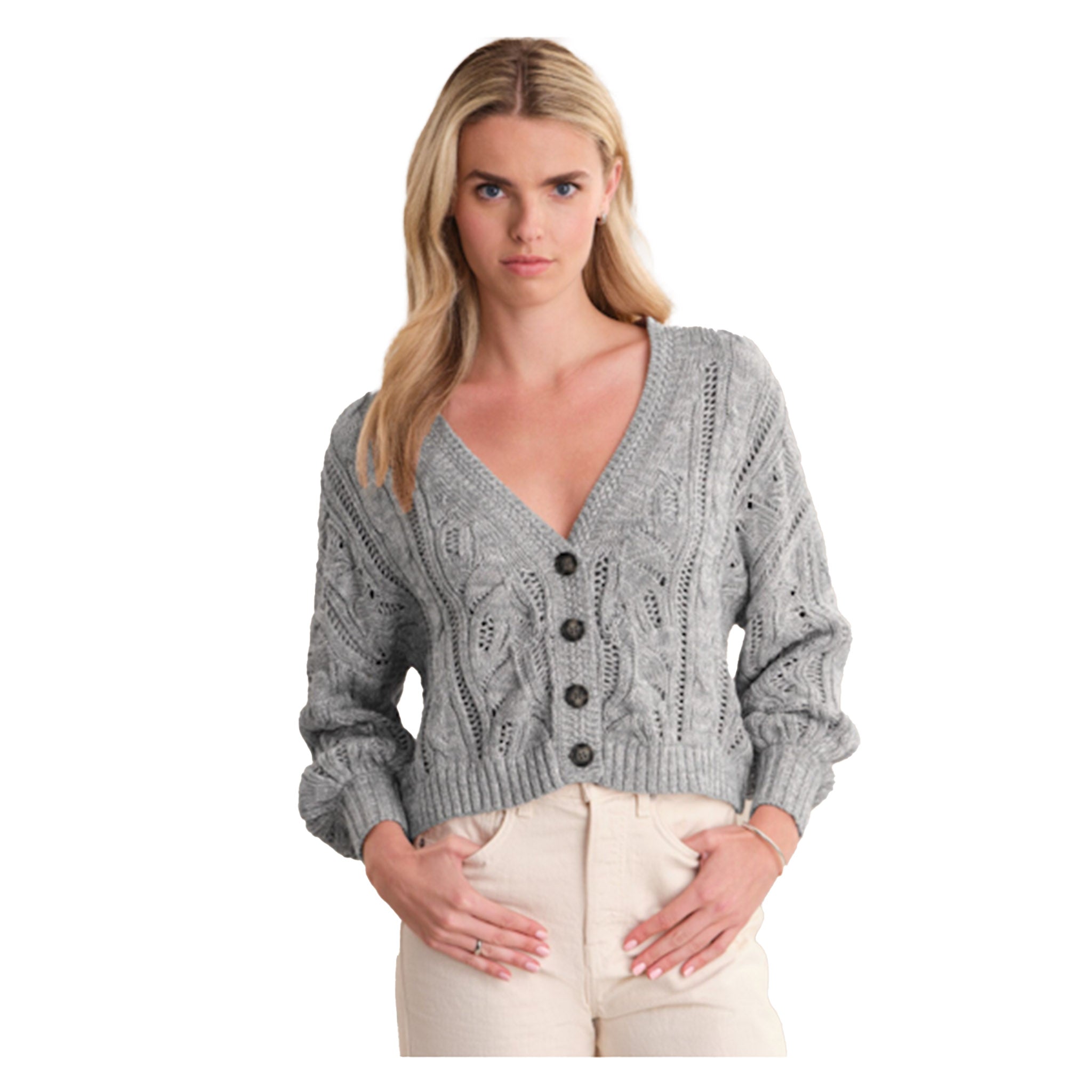 Brielle Pointelle Cable Cardigan - Denny's