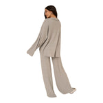 Zoey Brushed Rib Collared Long Sleeve Top - Denny's