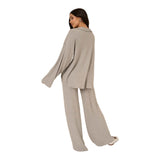 Zoey Brushed Rib Collared Long Sleeve Top - Denny's