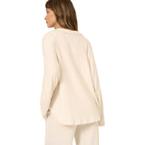 Zoey Brushed Rib Collared Long Sleeve Top - Denny's