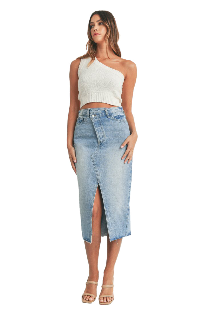 Slit Front Denim Midi Skirt - Denny's