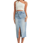 Slit Front Denim Midi Skirt - Denny's