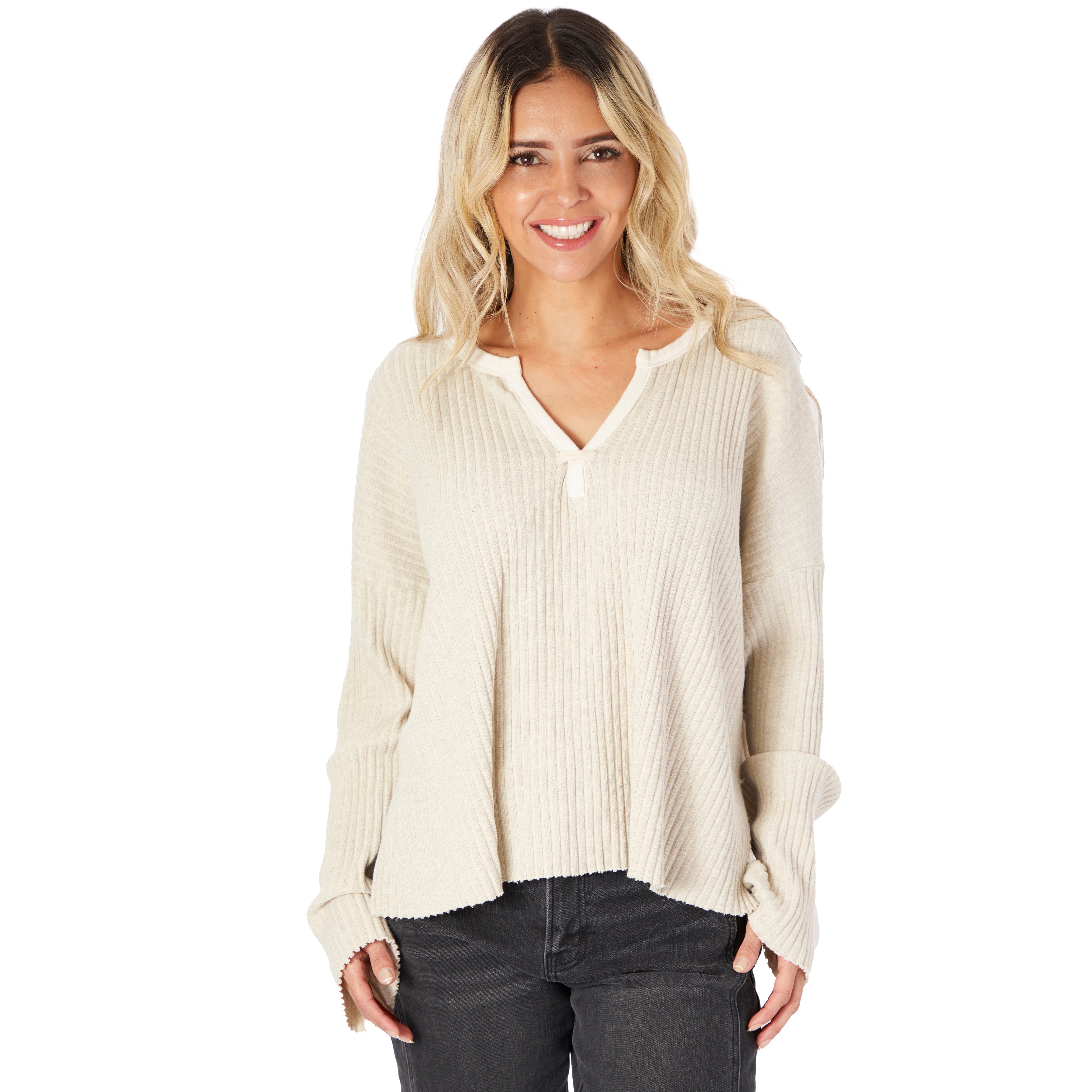Gataway Notch Neck Rib Sweater - Denny's
