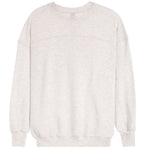 A light heather gray crewneck sweatshirt with long sleeves and ribbed cuffs and hem, shown flat against a white background.