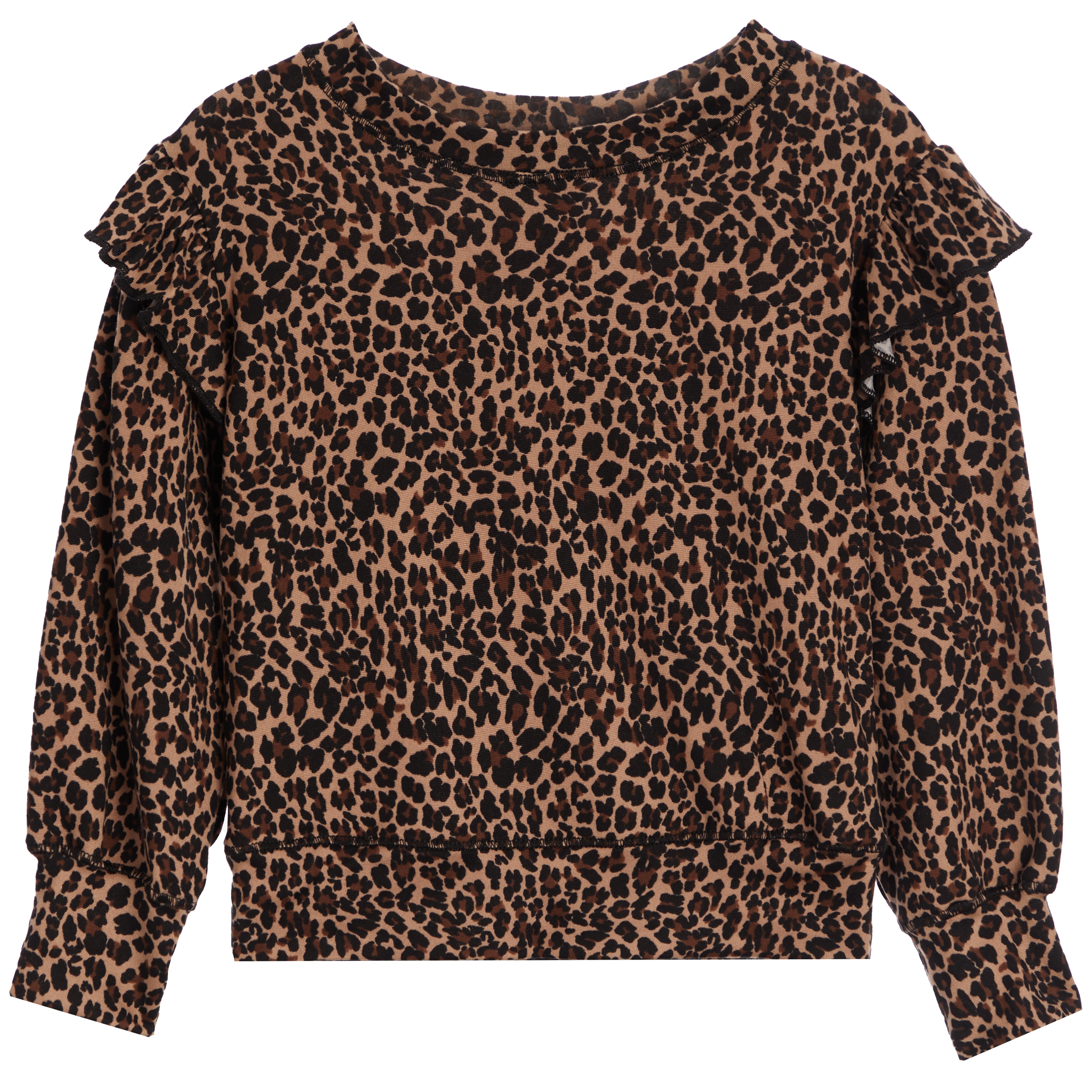 Leopard In the Jungle Plunge Crop Top with Ruffled Sleeves – Eternal Night  NY