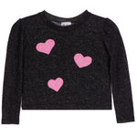 Pink Heart Puff Sleeve Hacci Top - Denny's