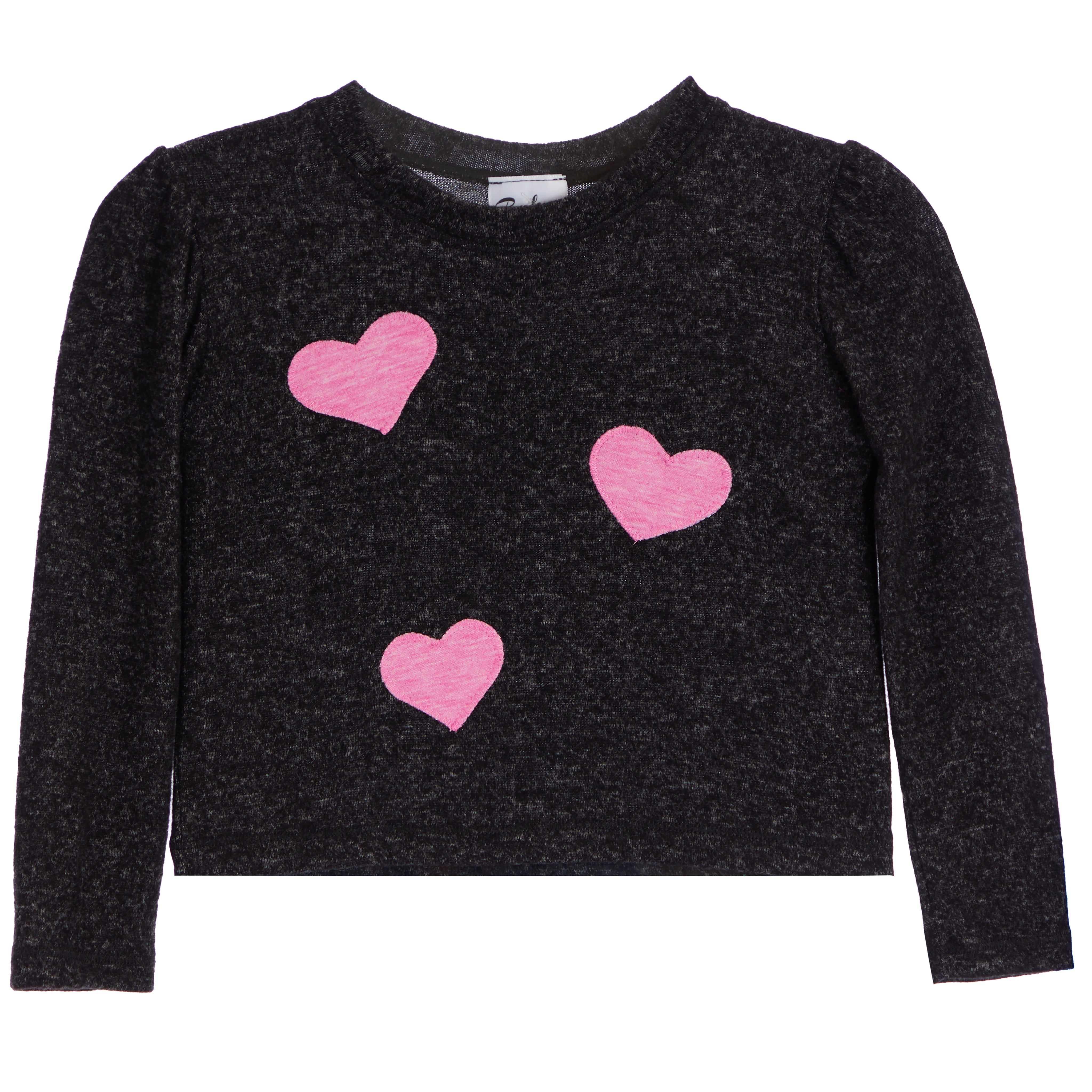 Pink Heart Puff Sleeve Hacci Top - Denny's