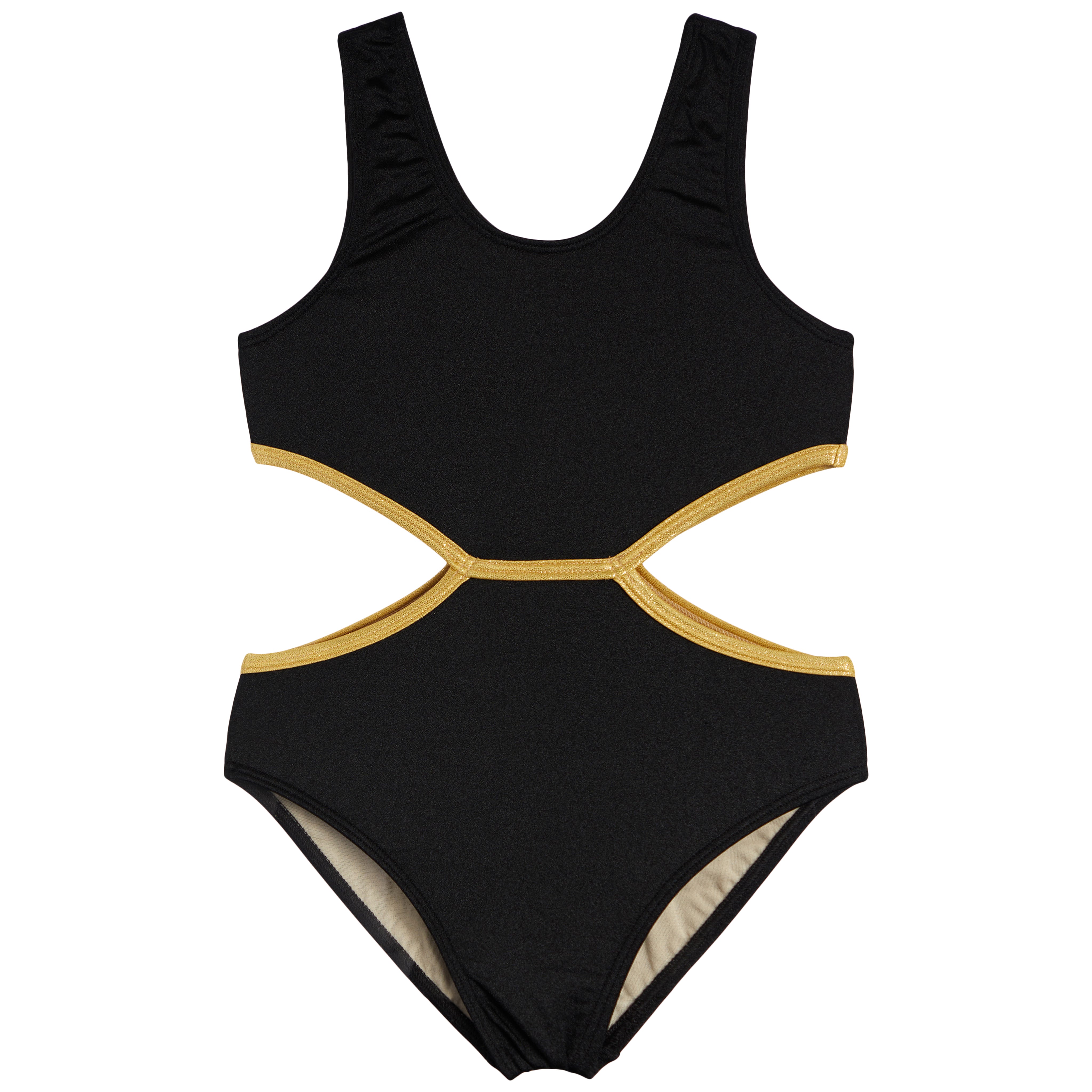 1pc Gold Trim Cut Out Bathing Suit - Denny's