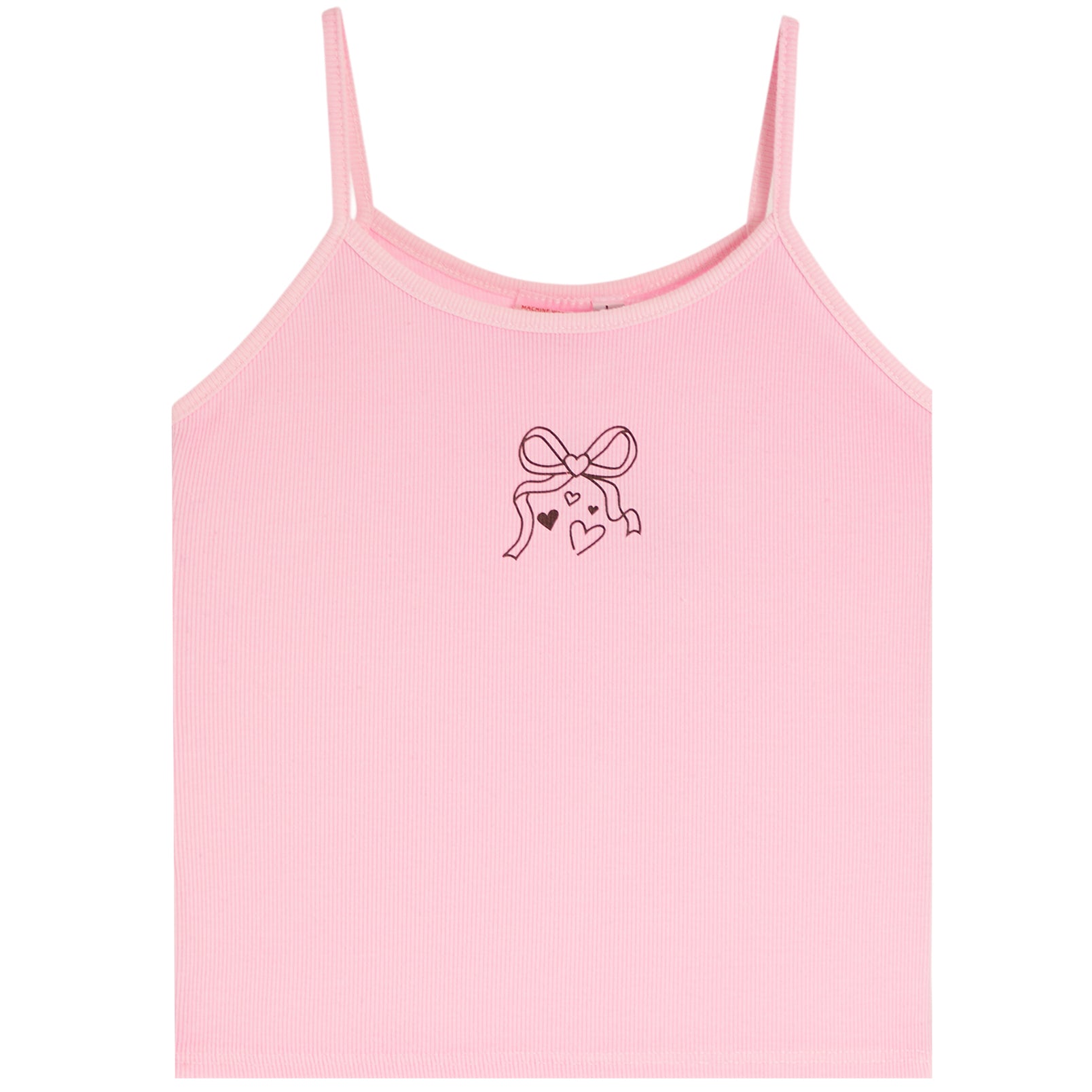 Rib Cami With Black Bow And Heart - Denny's