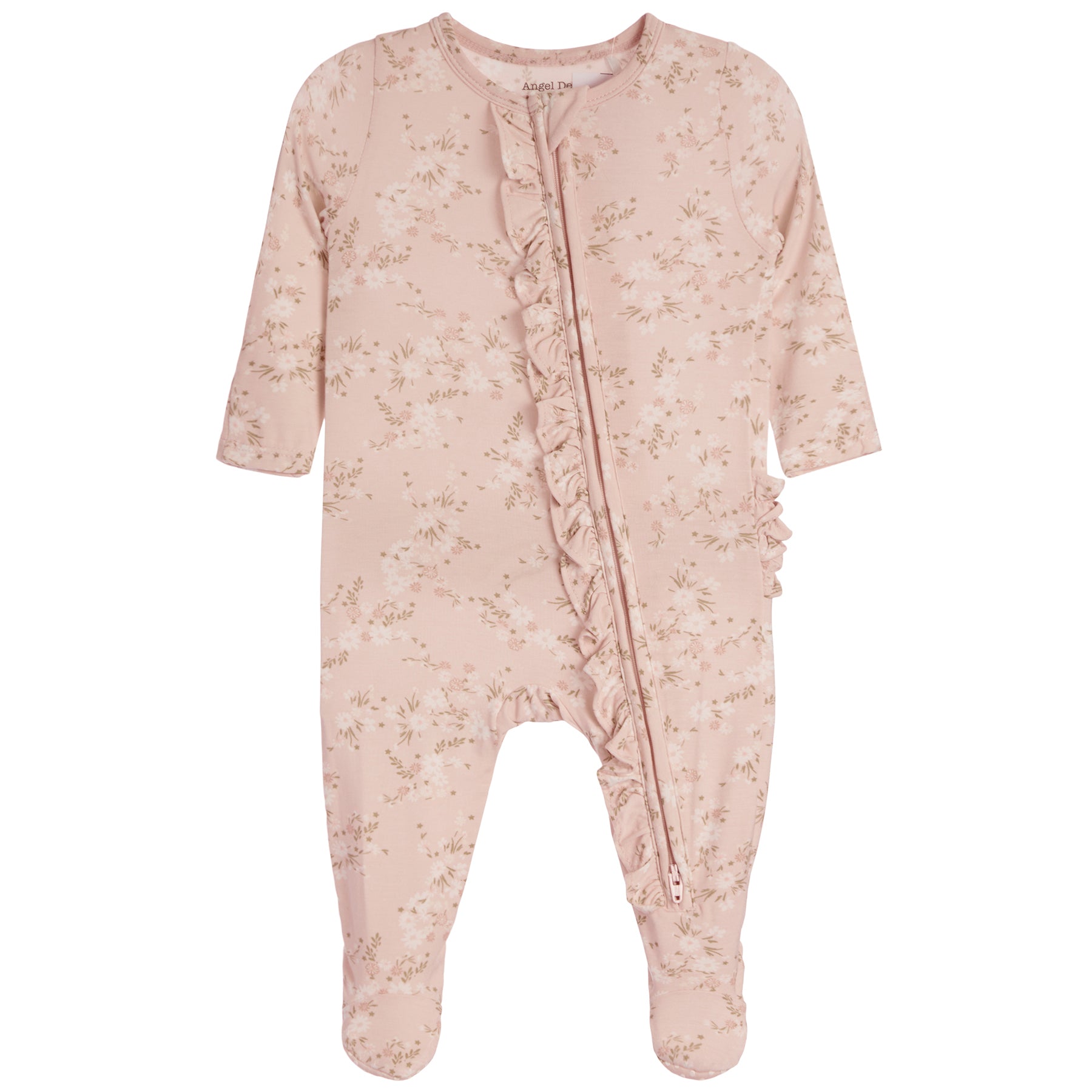 Daisies Ruffle Zipper Footie - Denny's