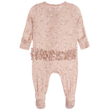 Daisies Ruffle Zipper Footie - Denny's