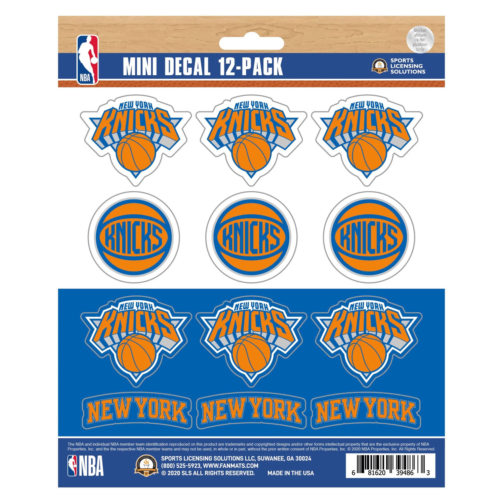 NY Knicks 12pk Team Decals - Denny's