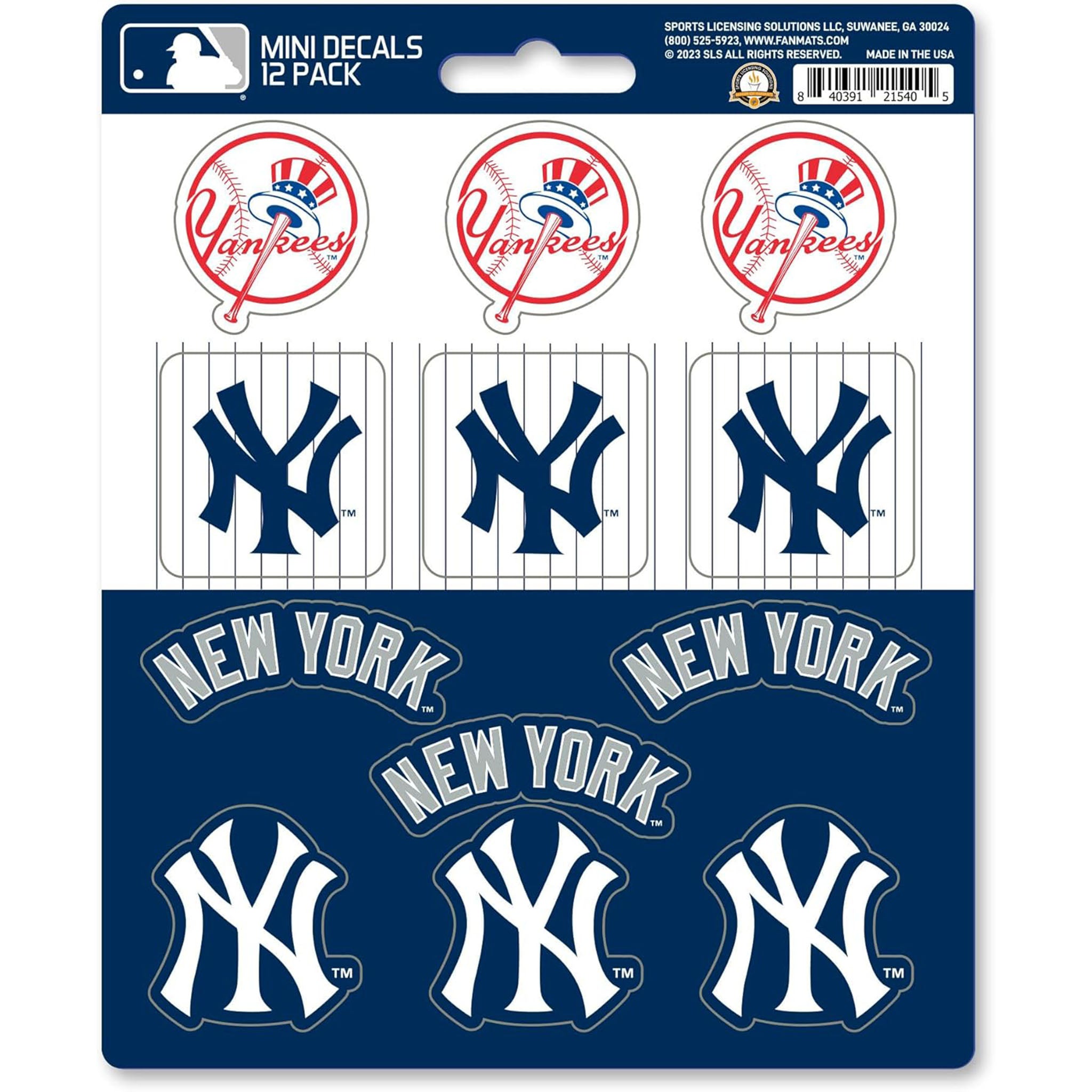 NY Yankees 12pk Team Decals - Denny's