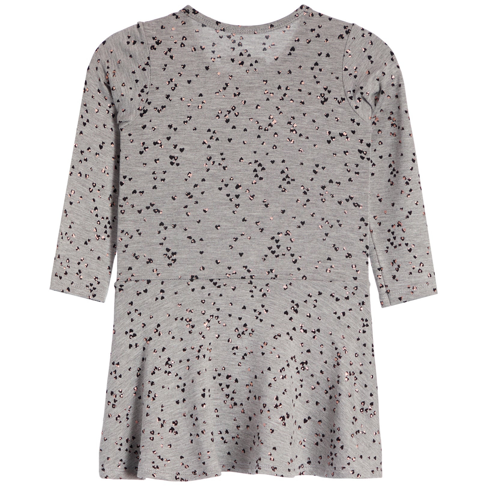 Allover Leopard Hearts Long Sleeve Swing Dress - Denny's
