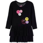 Multi Smilie French Terry Ruffle Dress - Denny's