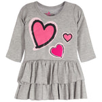 Multi Heart Patch French Terry Ruffle Dress - Denny's