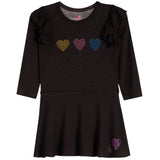 Stones Hearts Long Sleeve Ruffle Dress - Denny's