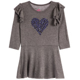 Blue Crystal Heart Ruffle Dress