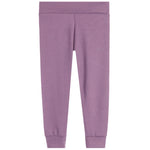 A pair of kids' sweatpants in a dusty purple or mauve color, featuring an elastic waistband and ribbed ankle cuffs, shown against a plain white background.