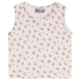 White With Pink Flowers Ditsy Rib Tank