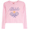 A light pink long-sleeve featuring a graphic print of crossed tennis rackets, a tennis ball, and the word 'Athletic' in purple script across the chest.