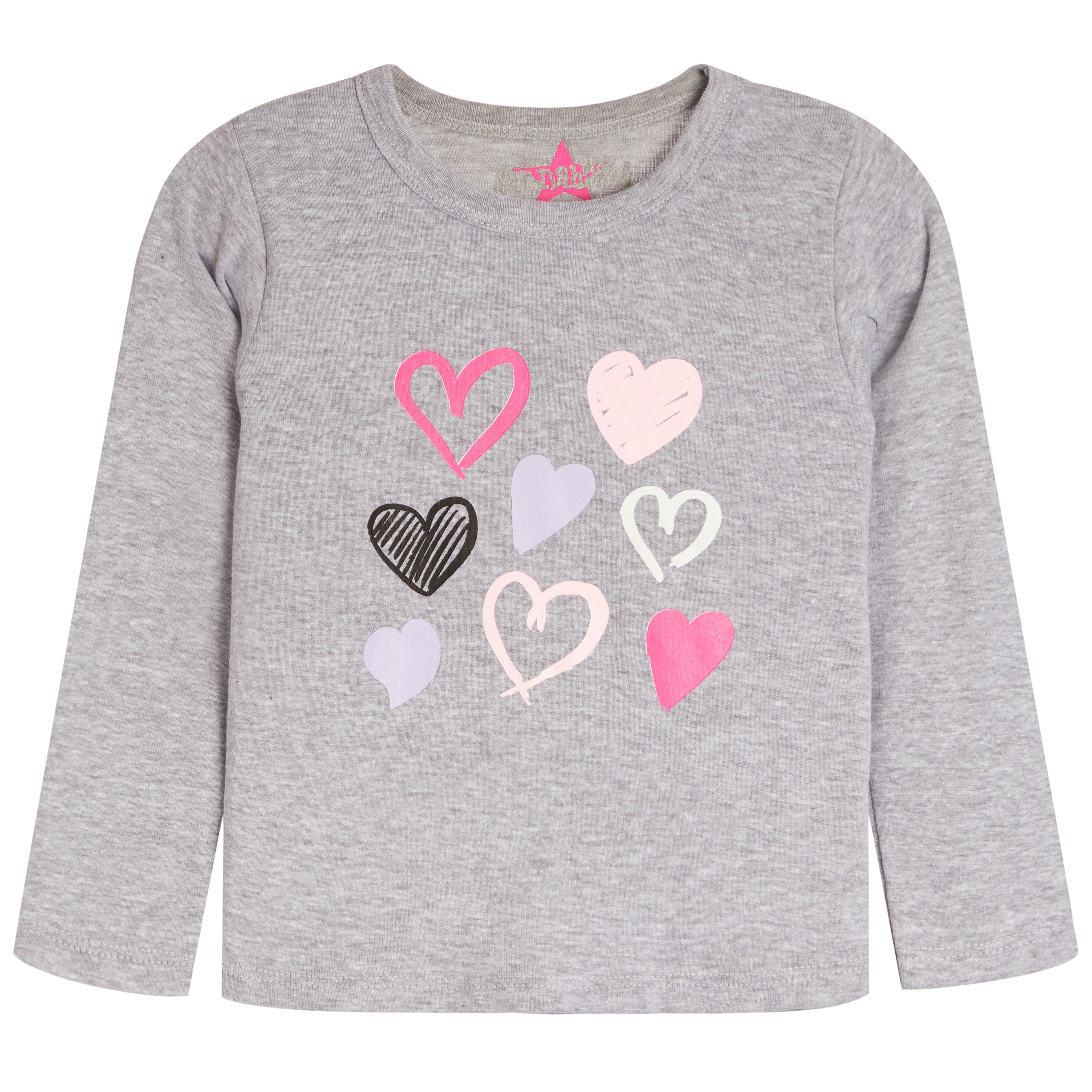 Multi Scribble Hearts LS Tee - Denny's