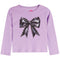 Black Leather Bow And Stones Long Sleeve Tee - Denny's
