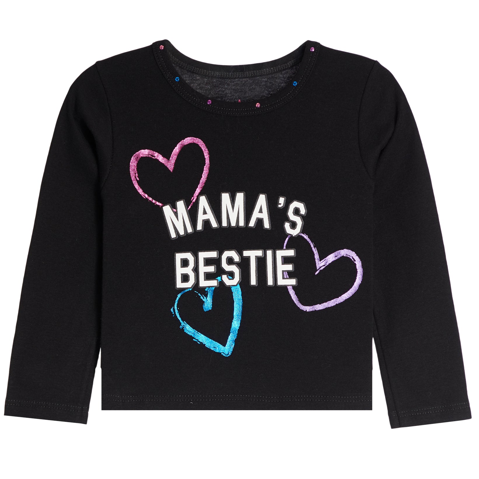 Mama`s Bestie Foil Hearts Long Sleeve Shirt - Denny's