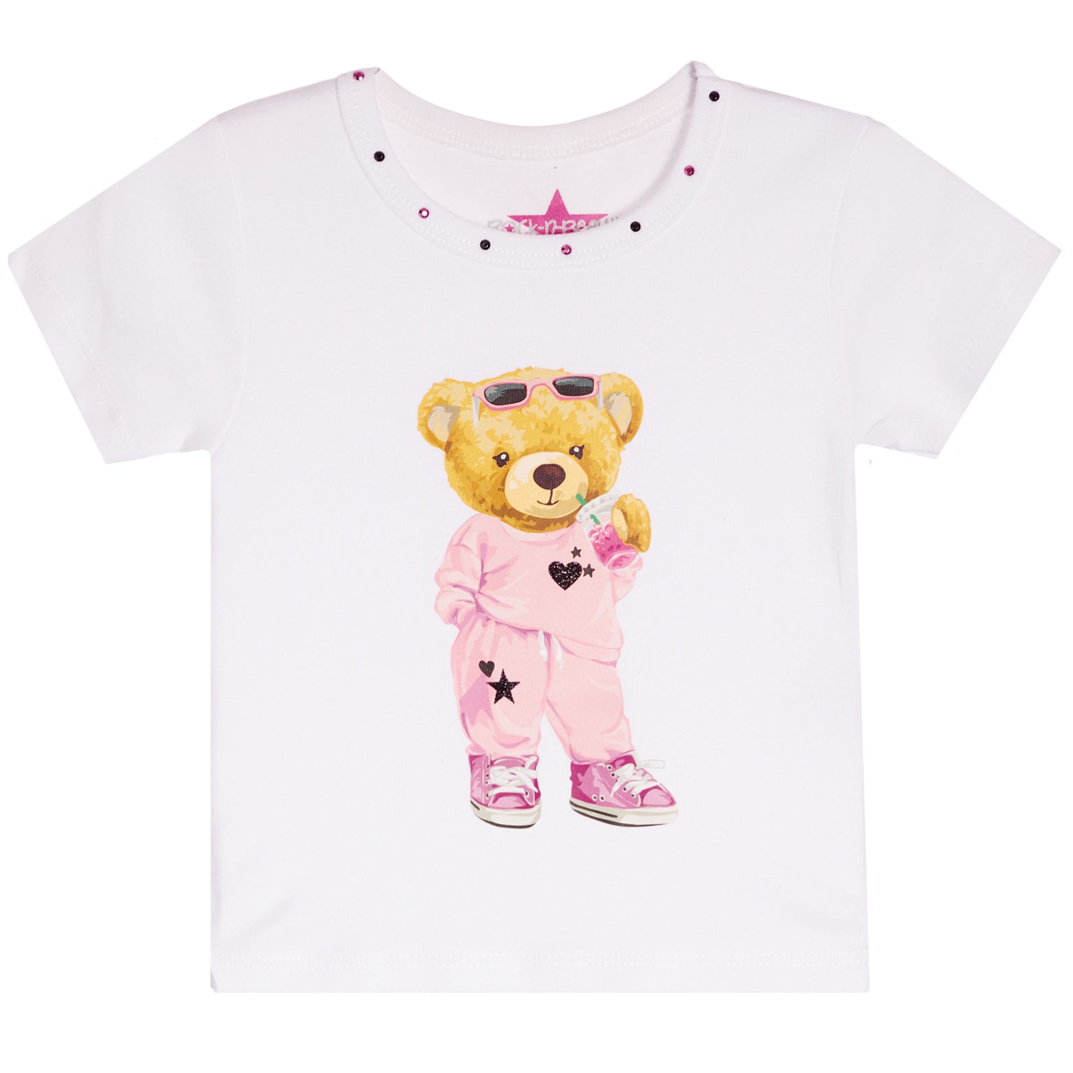 Pink Jog Set Bear Short Sleeve Tee - Denny's