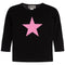 Neon Pink Glitter Star Long Sleeve Tee - Denny's