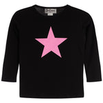 Neon Pink Glitter Star Long Sleeves Tee - Denny's
