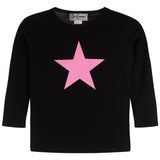 Neon Pink Glitter Star Long Sleeves Tee - Denny's