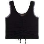 Lace Trim Tie Front Crop Tank - Denny's