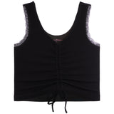 Lace Trim Tie Front Crop Tank - Denny's